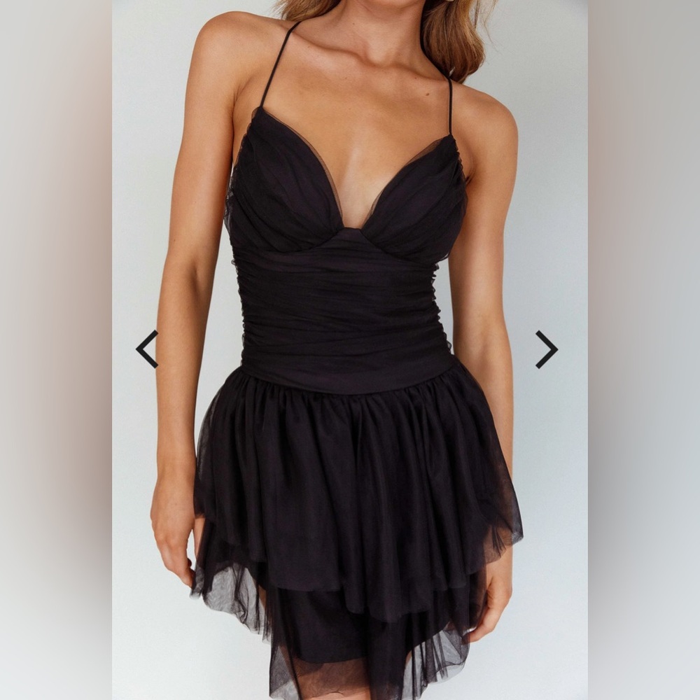 Selfie Leslie Nightingale Ruched Black Mini Dress Size xs